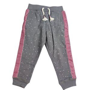 Peek 2T Girls Pants Gray Velour Stripe Star Print Knit Joggers Stretch Cozy Cute